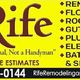 Yellow ad for Rife Remodeling; services: renovation, flooring, roofing, etc. Free estimates.