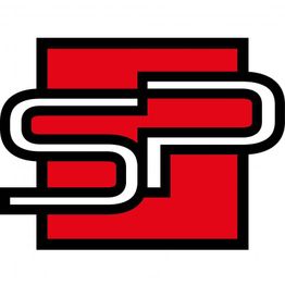 Rotes Quadrat mit weiß umrandeten Buchstaben "SP" in der Mitte.