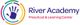 Logo of River Academy Preschool with a colorful handprint design.