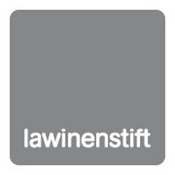 Graues Quadrat mit weißem Text "lawinenstift" unten.