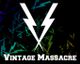 Weißes Blitz-Logo auf schwarzem Hintergrund mit Text "Vintage Massacre".