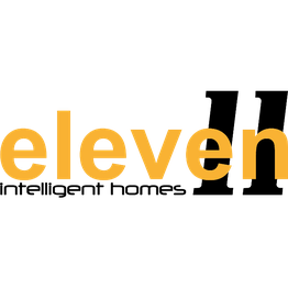 Gelber Schriftzug „eleven“ auf weißem Hintergrund.