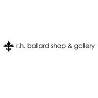 Logo of "r.h. ballard shop & gallery" with a fleur-de-lis design on a white background.