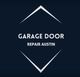 Diamond-shaped logo with text: "Garage Door Repair Austin" on a dark background.
