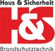 H&S-Logo in Rot und Weiß mit den Worten "Haus & Sicherheit Brandschutztechnik".