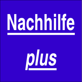 Weißer Text auf blauem Hintergrund: "Nachhilfe plus".
