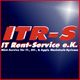 Logo von ITR-S IT Rent-Service e.K. mit blauem Hintergrund und weiß-roter Schrift.