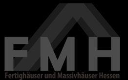 Schwarzes Logo mit "FMH" und dem Text "Fertighäuser und Massivhäuser Hessen".
