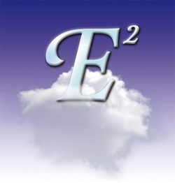 Großer Buchstabe "E" mit kleinen "2" darüber auf einer Wolke vor einem blauen Hintergrund.