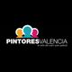 Logotipo de "Pintores Valencia" con tres siluetas de colores y el lema "la vida del color que quieras".
