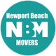 Teal circle logo with "Newport Beach Movers" and "NBM" in bold white text.