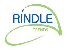 Textlogo: "Rindle Trends" in Blau und Grün mit geschwungenem Design.