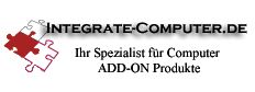 Logo mit zwei Puzzleteilen und Text: "Integrate-Computer.de", Ihr Spezialist für Computer-Add-Ons.