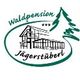 Logo der Waldpension Jägerstüberl mit Baum und gezeichnetem Haus, drei Sterne obendrüber.