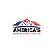 Logo with roof design and text: "America's Choice Contractors" in red and blue colors.