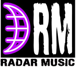 "Logo von Radar Music mit stilisierter violetter Weltkugel und den Buchstaben RM."
