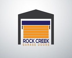 Logo of Rock Creek Garage Doors with an illustration of a garage entrance.