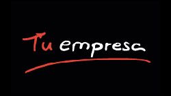Texto "Tu empresa" en fondo negro, con letras blancas y rojas subrayadas.