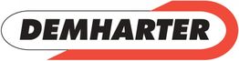 Demharter-Logo mit schwarzen Buchstaben auf weißem Hintergrund, umgeben von rotem Bogen.