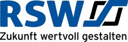 Logo mit blauem "RSW" und Slogan "Zukunft wertvoll gestalten" darunter in Schwarz.