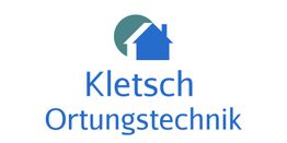 Logo mit Haus-Symbol und Text "Kletsch Ortungstechnik" in Blau.