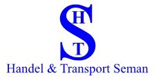 Logo: Blaue Buchstaben S, H, T. Darunter steht "Handel & Transport Seman" in Blau.