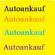 Text "Autoankauf" in verschiedenen Farben auf gelbem Hintergrund.