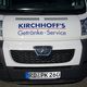 Lieferwagen von Kirchhoff's Getränke-Service, von vorne gesehen, mit deutschem Kennzeichen.