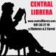 Silueta de una persona leyendo junto a los datos de contacto de Central Librera en Ferrol.