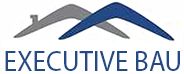 Logo von Executive Bau mit zwei stilisierten Dächern in Grau und Blau darüber.