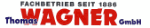 Logo mit Text: "Fachbetrieb seit 1996, Thomas Wagner GmbH" in unterschiedlicher Schriftgröße.