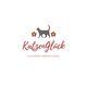 Logo mit schwarzer Katze, Blumen und dem Schriftzug "KatzenGlück" in roter Schrift.