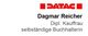 DATAC-Logo mit Text: "Dagmar Reicher, Dipl. Kauffrau, selbständige Buchhalterin".