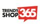 Logo mit Text "Trendy Shop 365" in Schwarz und Rot, modern und auffällig gestaltet.