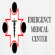 Emergency Medical Center logo with a caduceus and red cross design.