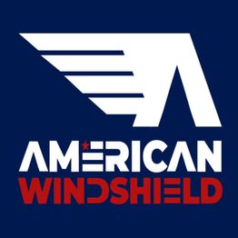 Stylized American Windshield logo in white and red on a dark blue background.