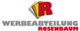 Logo mit rotem "R" und Text: "Werbeabteilung Rosenbaum" in Grau und Rot.