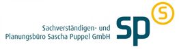 Logo mit Text: "Sachverständigen- und Planungsbüro Sascha Puppel GmbH" und gelbem "S"-Kreis.