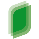 Grünes, stilisiertes Blatt-Icon mit mehreren Schichten.