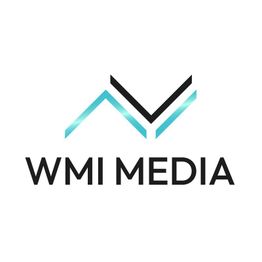 Logo von WMI Media: Schwarze und blaue Linien formen ein "M".