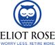 Blue owl logo with text: "Eliot Rose, Worry Less. Retire More."