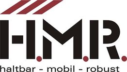 Logo mit den Buchstaben "H.M.R." und dem Text "haltbar - mobil - robust" in Schwarz und Rot.