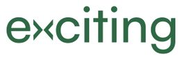 Das Wort „exciting“ in grüner Schrift, wobei das „x“ wie ein stilisierter Pfeil aussieht.