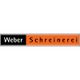 Logo mit Text "Weber Schreinerei"; Schwarz auf Orange und Weiß auf Schwarz.