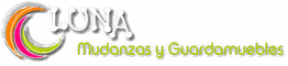 Logo de "Luna Mudanzas y Guardamuebles" con diseño colorido de media luna.