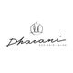 Logo con il testo "Dharani Eco Hair Salon" e un disegno stilizzato sopra. Sfondo bianco.