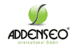 Logo von ADDENSEO international GmbH mit grünem Kreis und schwarzem, gebogenem Strich.