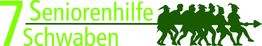 Logo mit grünem Text "Seniorenhilfe Schwaben" und Silhouette von Menschen mit einem Besen.