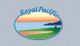 Logo with "Royal Pacific" above a coastal golf course at sunset.