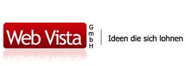 "Web Vista GmbH Logo mit Slogan 'Ideen die sich lohnen'."